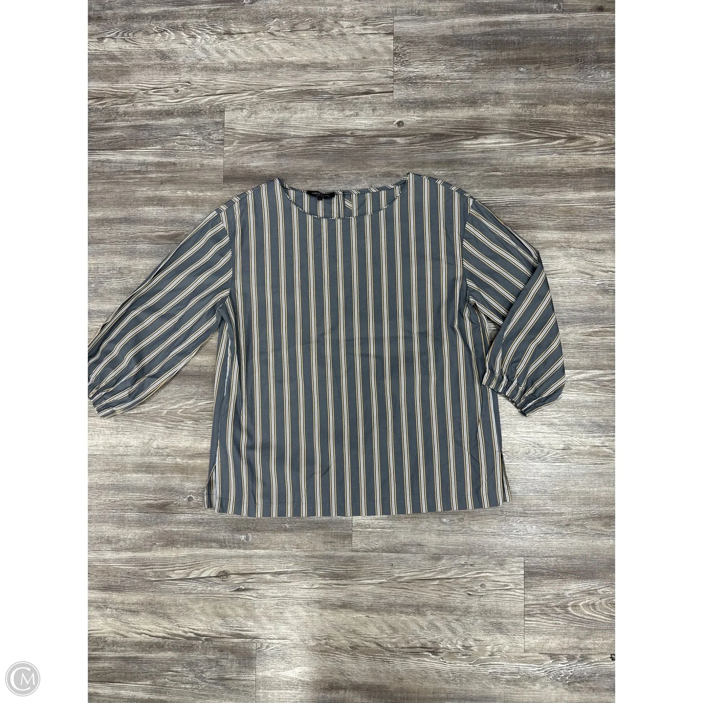 Top Long Sleeve Designer By Lafayette 148 In Grey & Tan, Size: L
