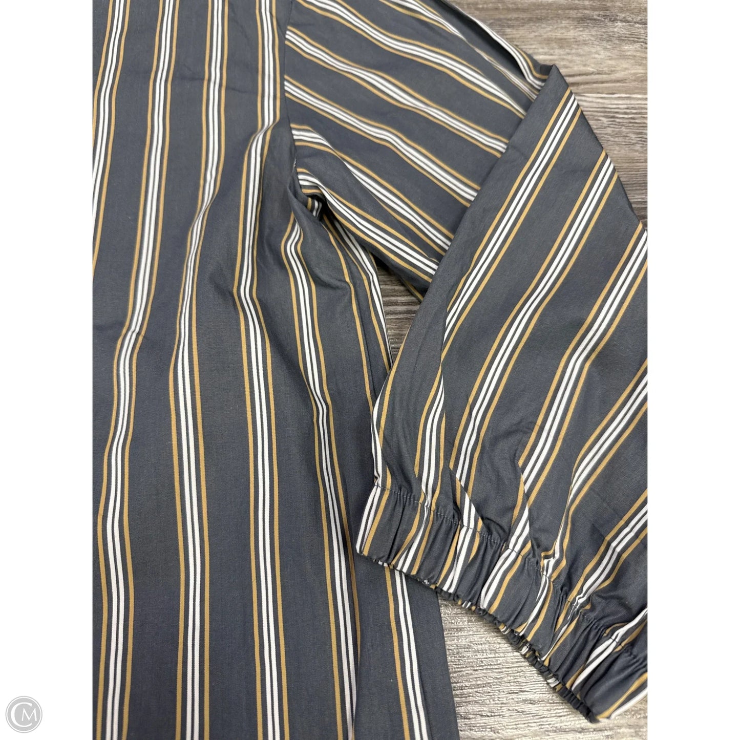 Top Long Sleeve Designer By Lafayette 148 In Grey & Tan, Size: L