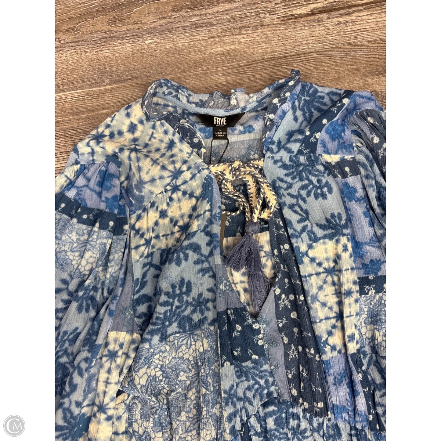 Dress Designer By Frye In Blue & Cream, Size: L