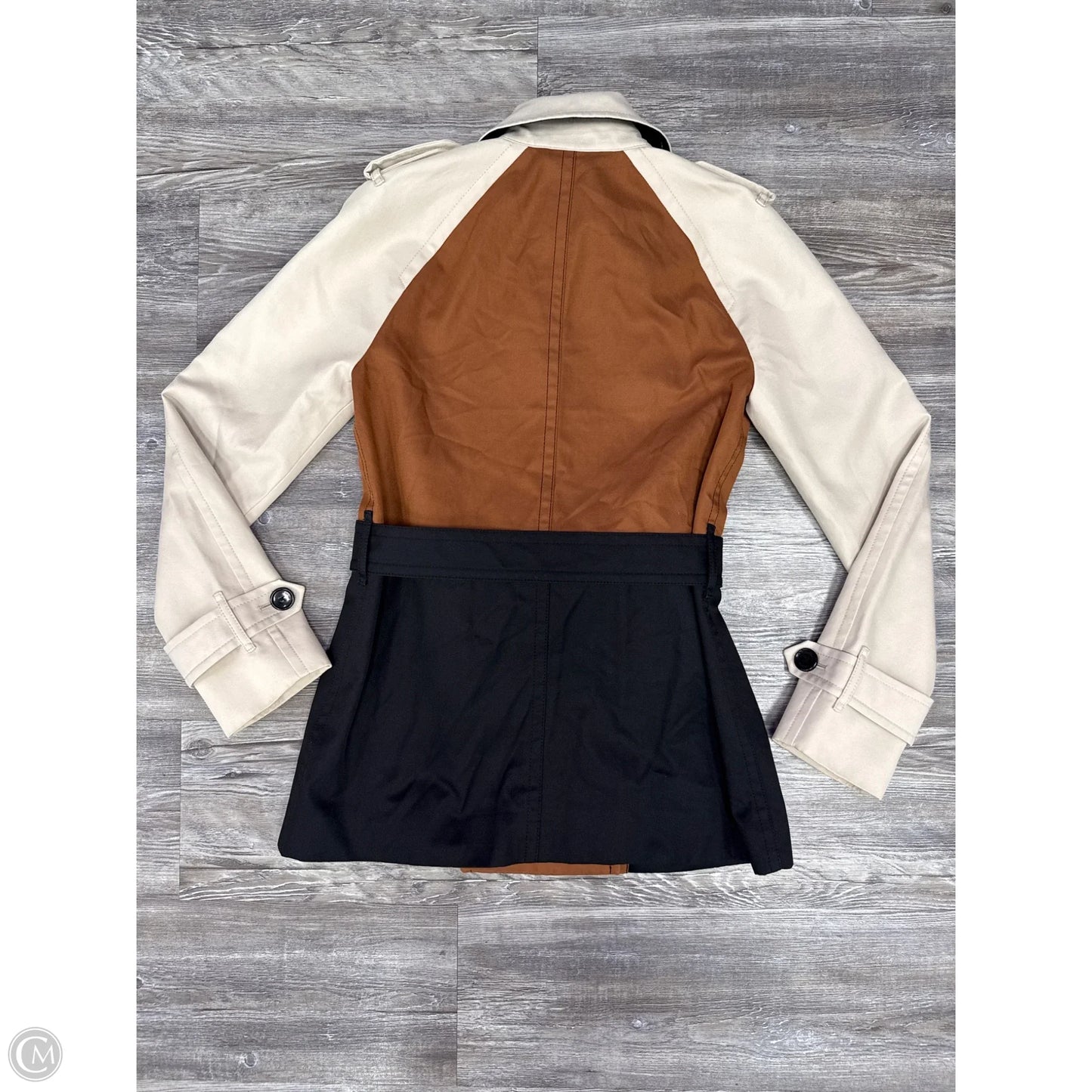 Jacket Designer By Coach In Brown & Cream, Size: Xs
