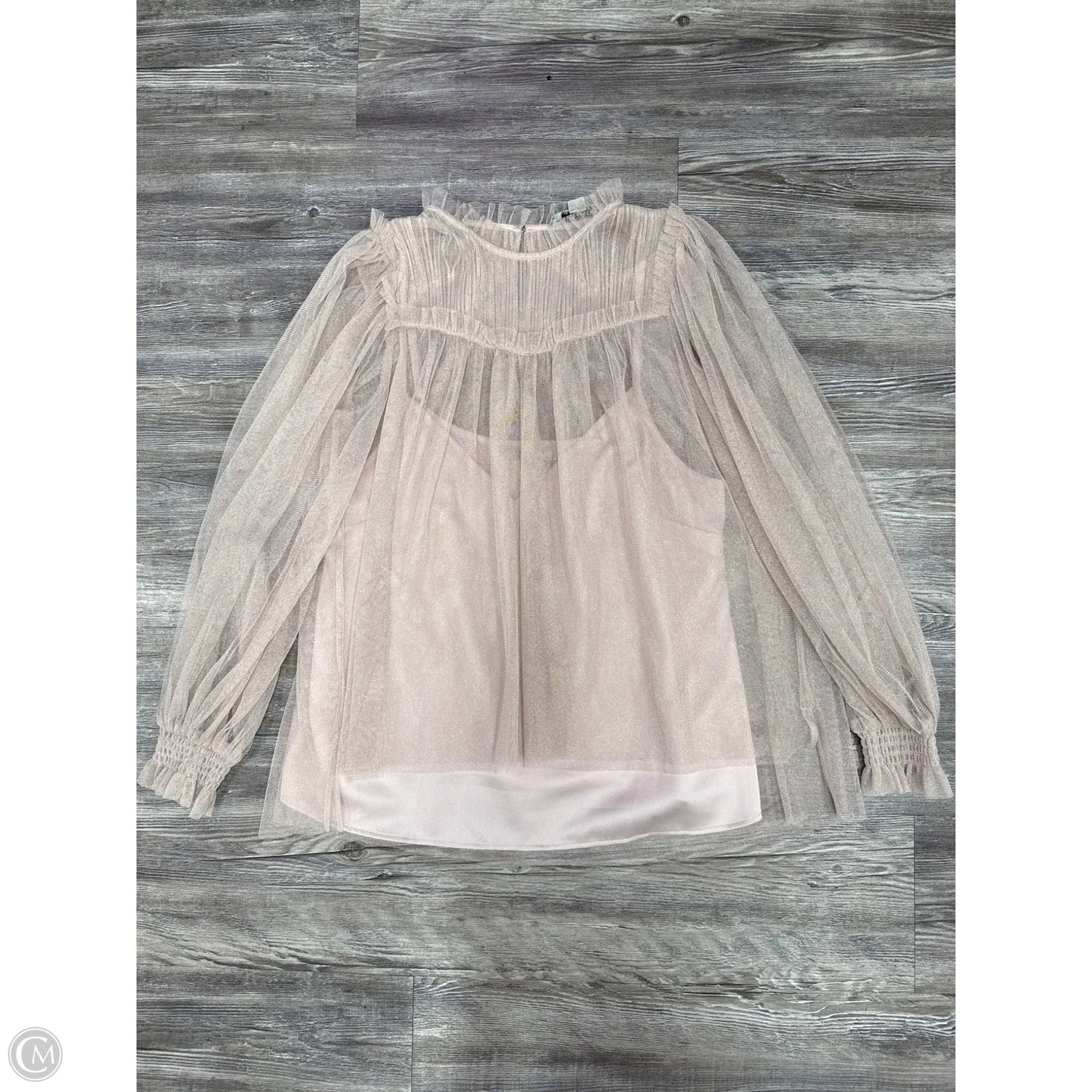 Top Long Sleeve Designer By All Saints In Gold & Pink, Size: L