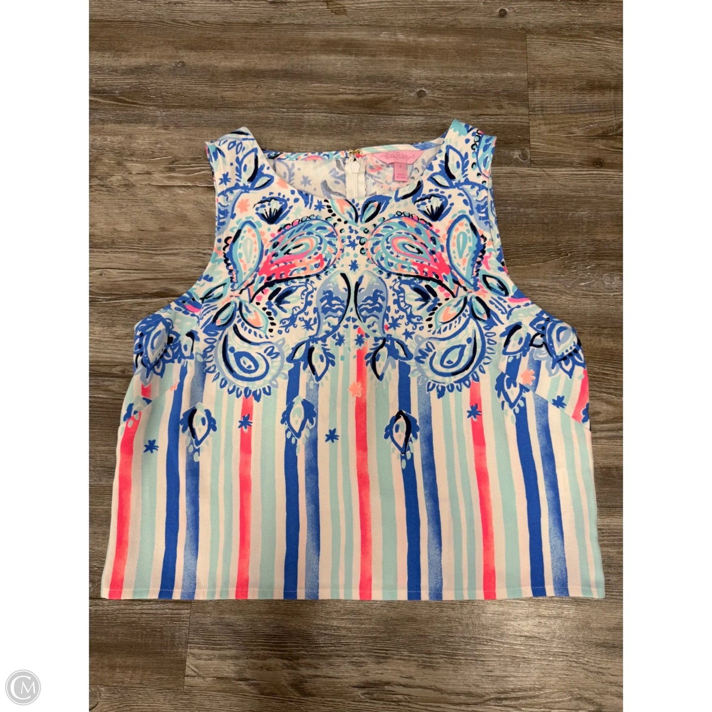Top Sleeveless Designer By Lilly Pulitzer In Blue & Pink, Size: S