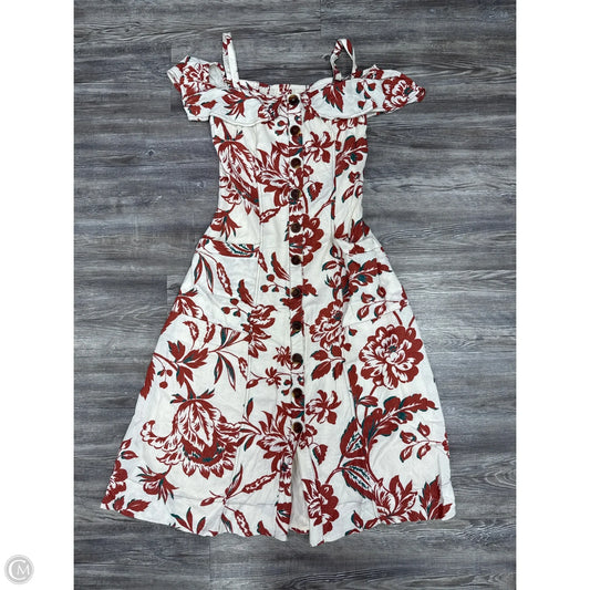 Dress Casual Midi By Anthropologie In Red & Tan, Size: 2
