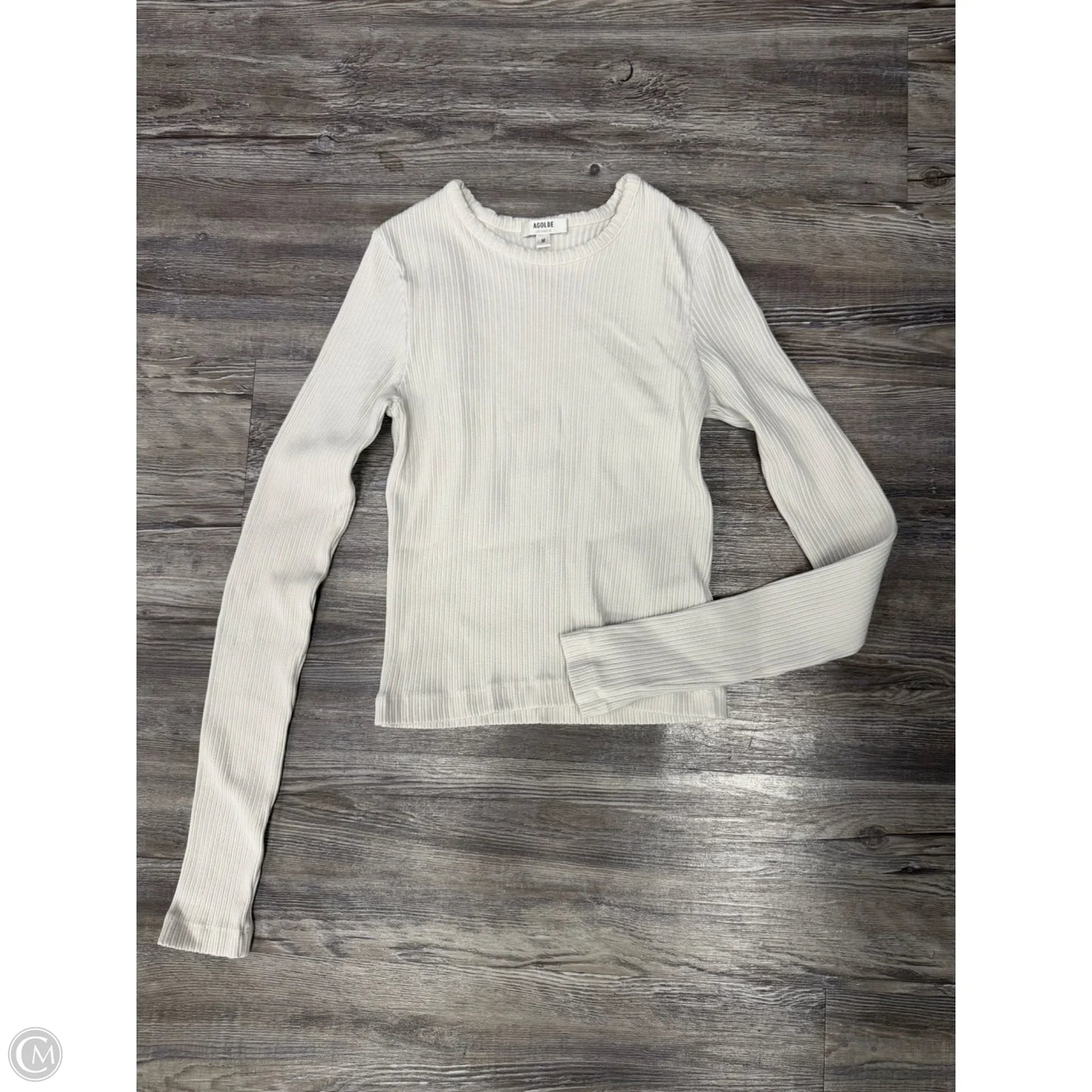 Top Long Sleeve Designer By Agolde In White, Size: M