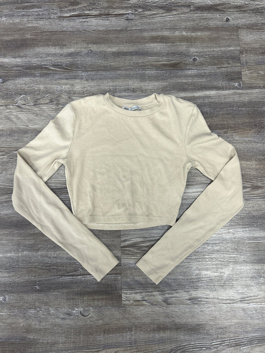 Top Long Sleeve By Zara In Beige, Size: S