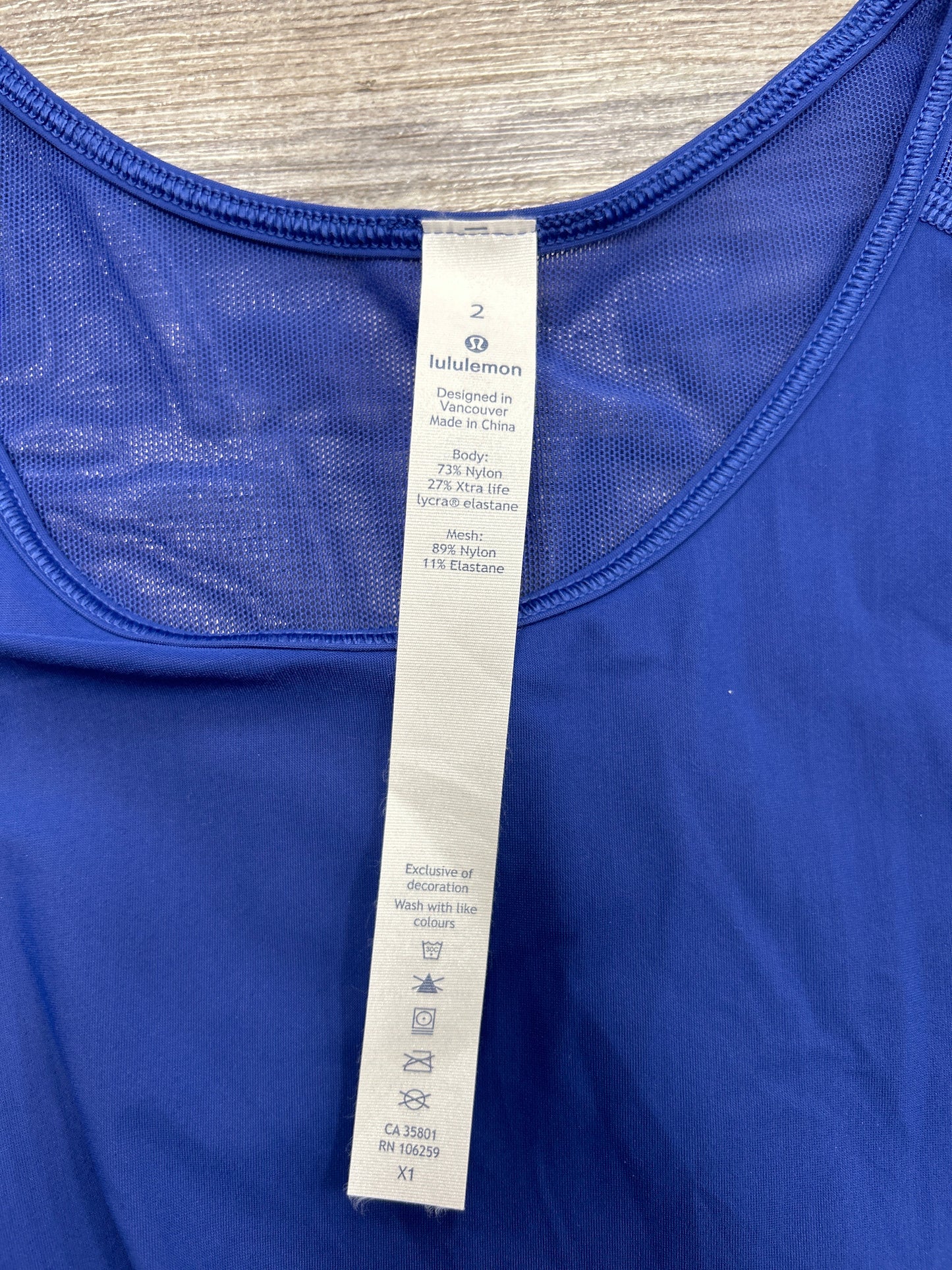 Athletic Tank Top By Lululemon In Blue, Size: Xs