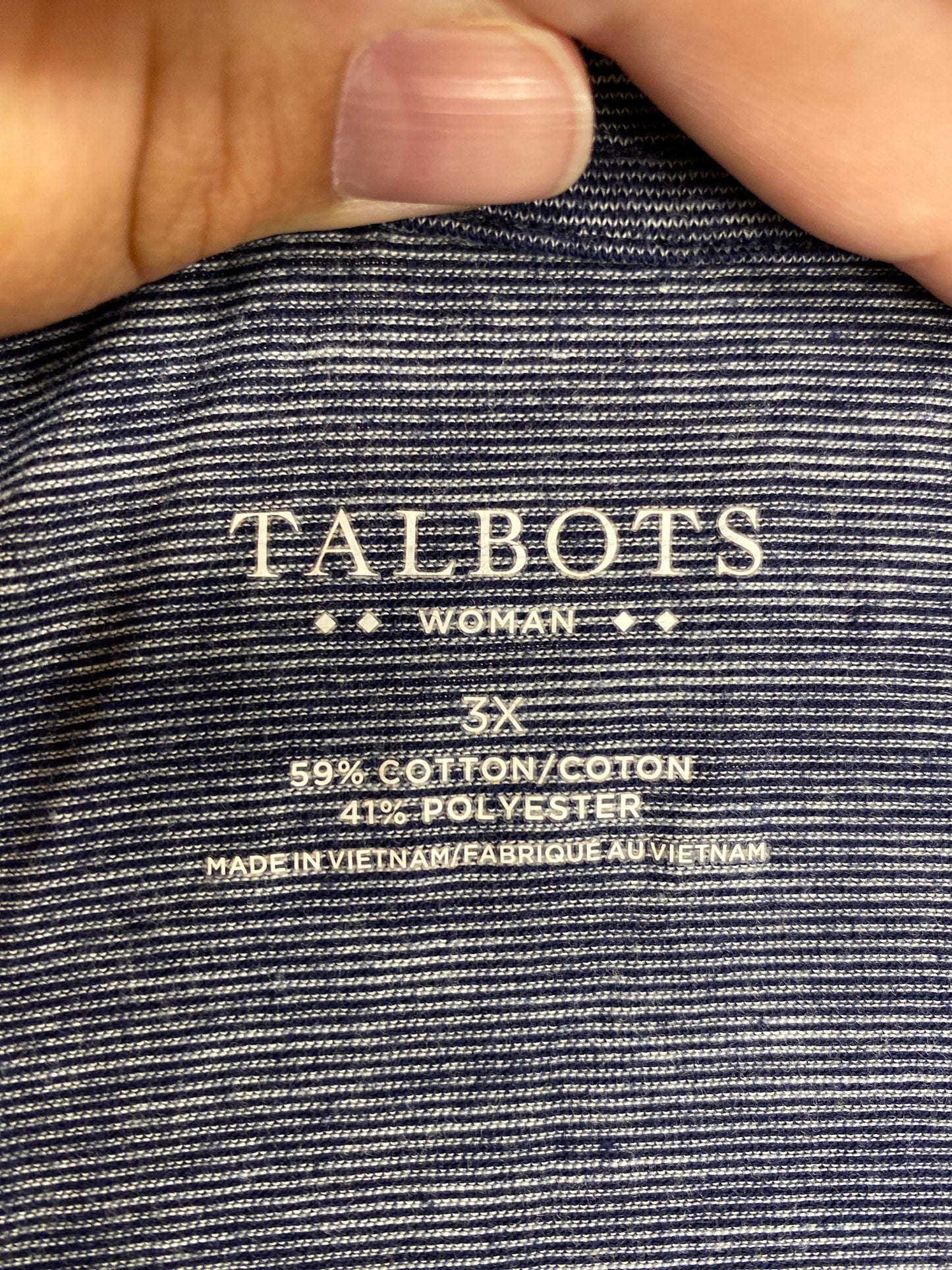 Blue & White Top Short Sleeve Basic Talbots, Size 3x