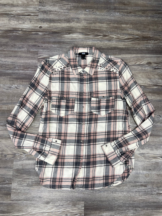 Top Long Sleeve By Paige In Plaid Pattern, Size: S