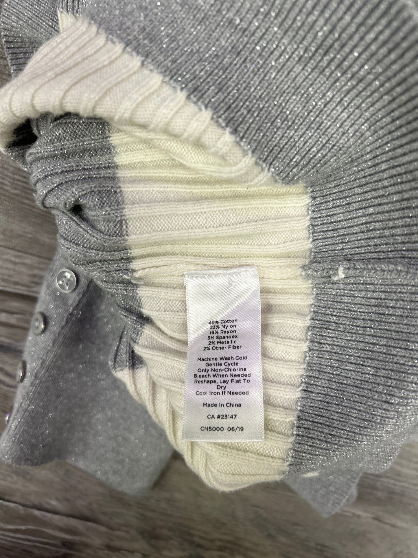 Sweater By Talbots In Grey & White, Size: Xl