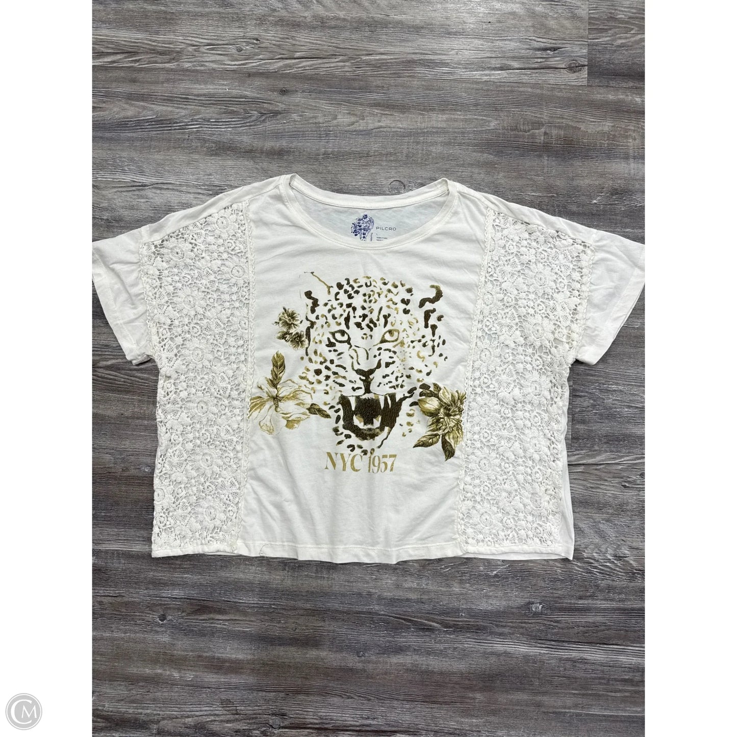 Top Short Sleeve By Pilcro In Ivory, Size: L