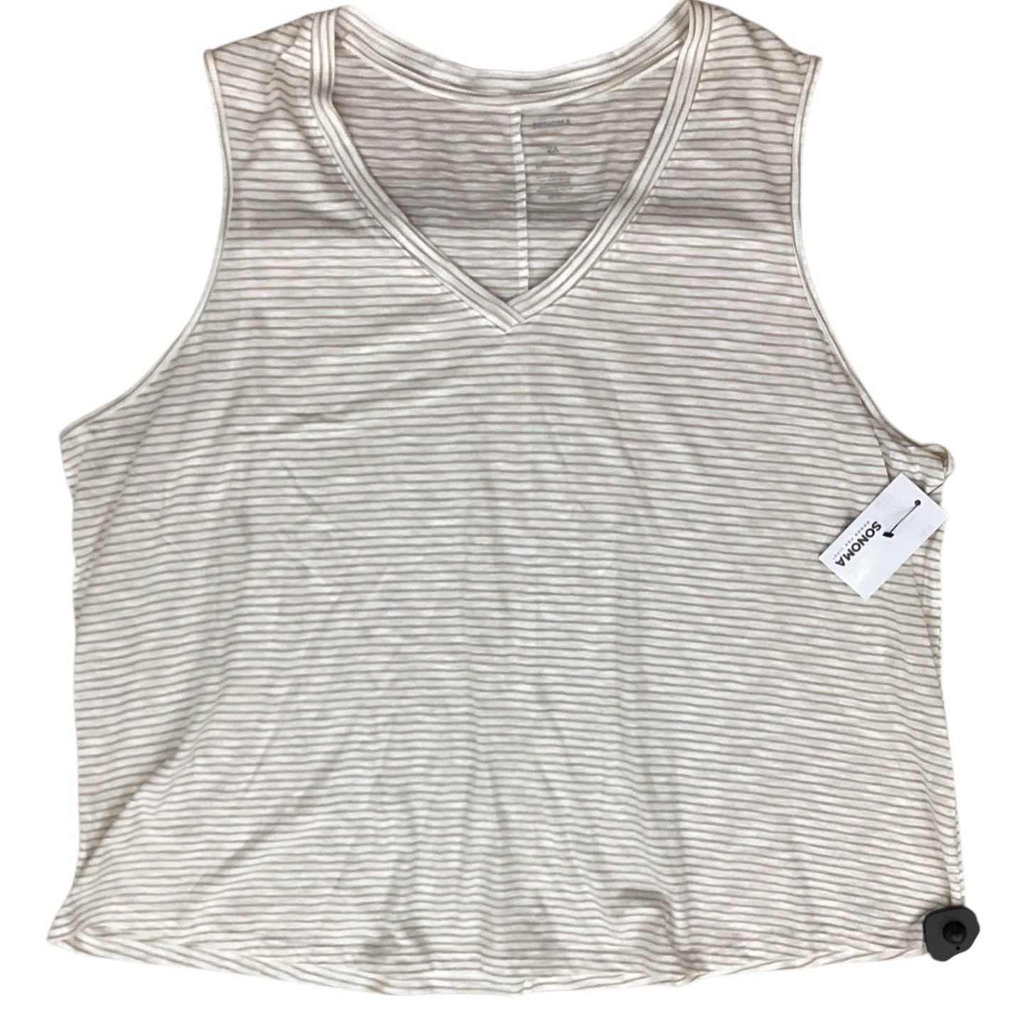 Top Sleeveless By Sonoma In Tan & White, Size:2X