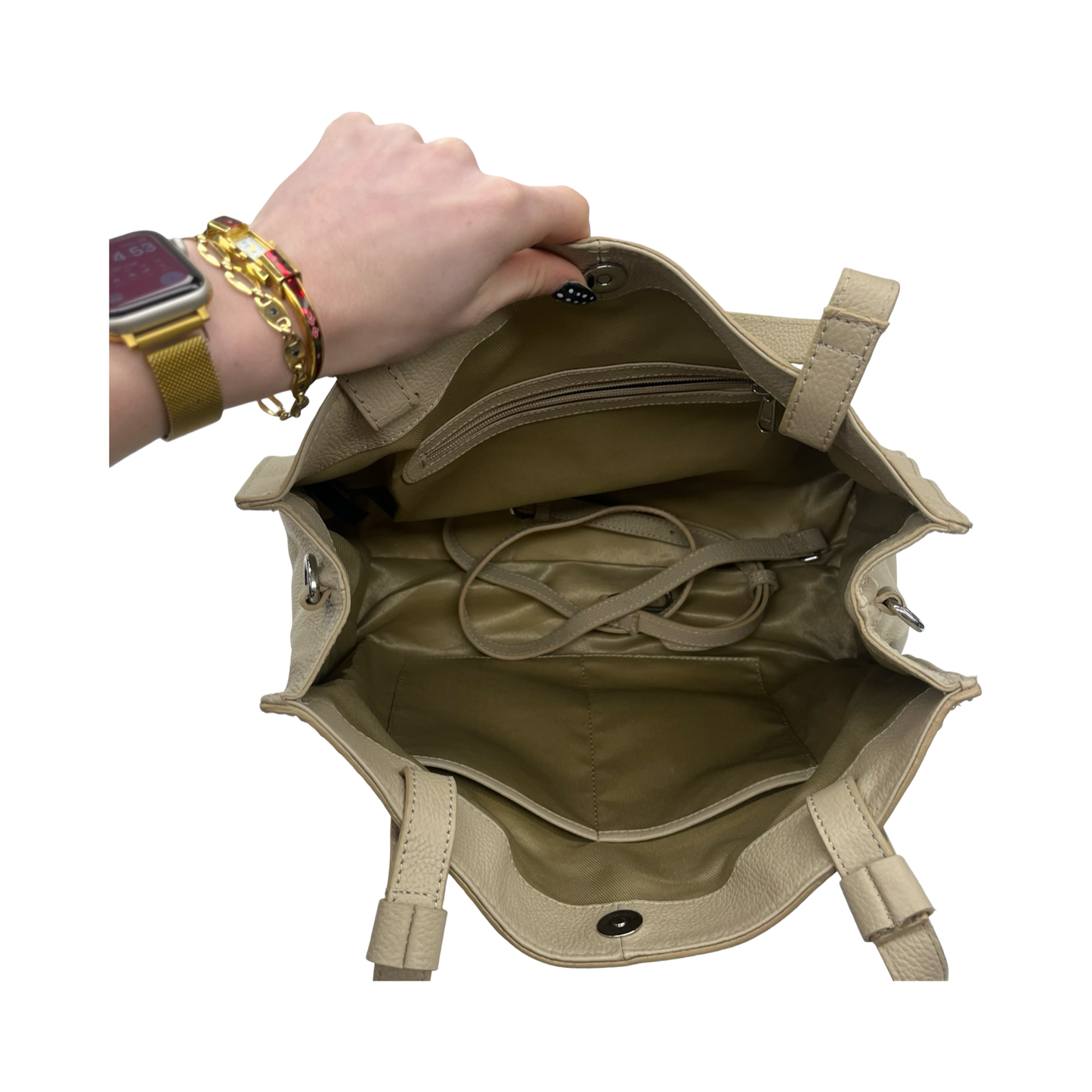 Handbag Leather By Cmf In Tan, Size:Medium