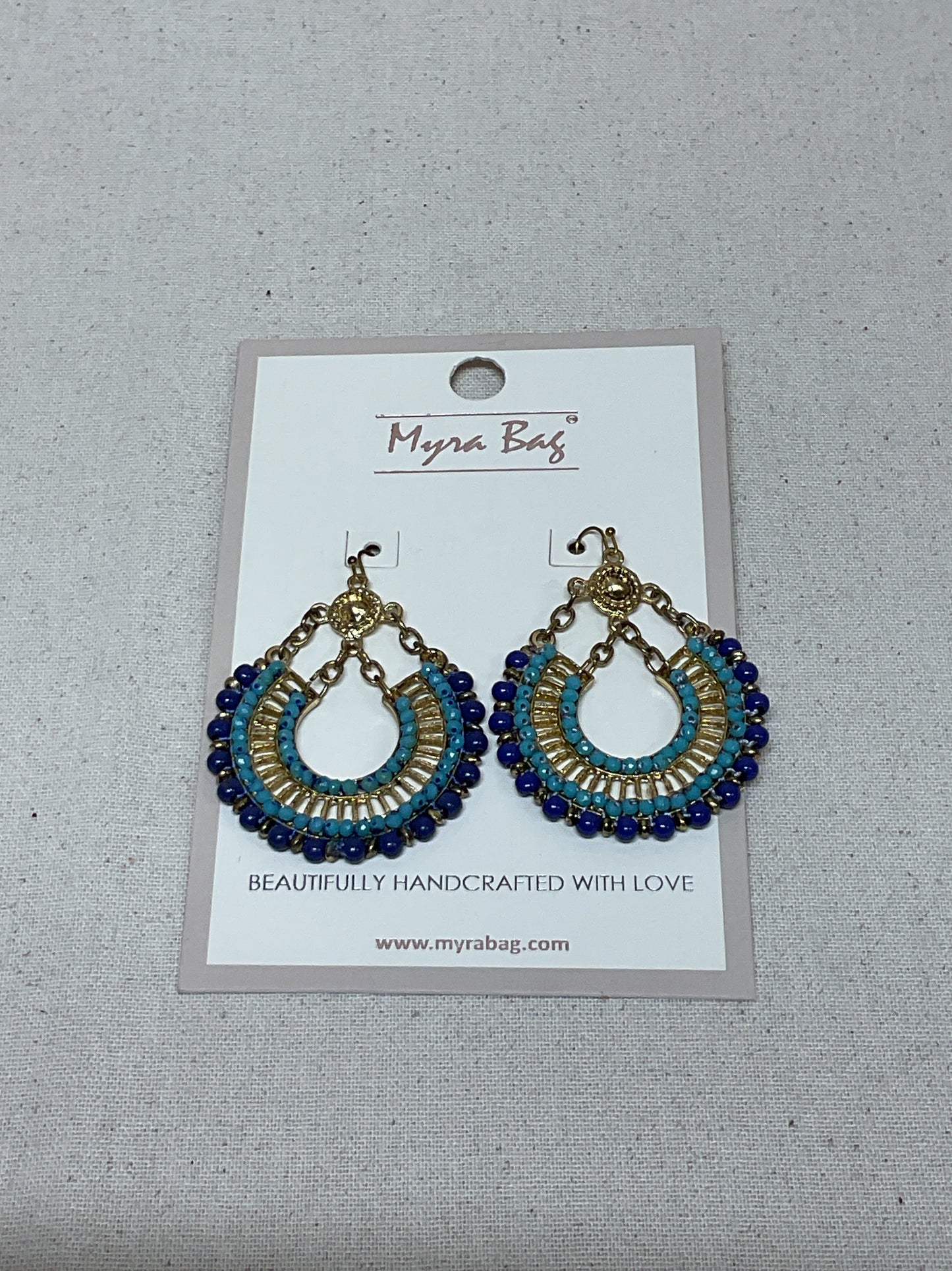 Earrings Statement By Myra In Blue & Gold