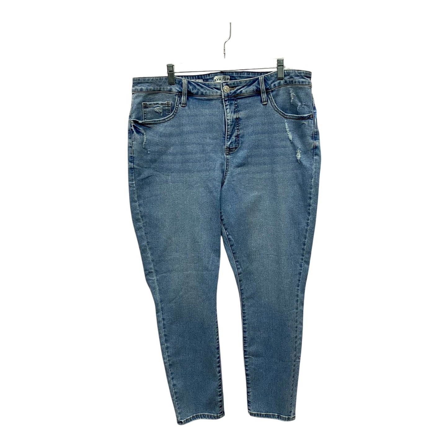 Jeans Straight By Ava & Viv In Blue Denim, Size:18