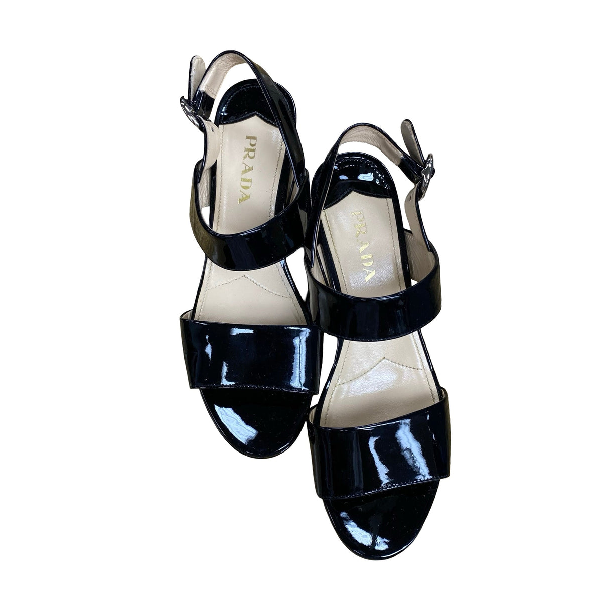 Sandals Luxury Designer By Prada In Black, Size:7.5 (37.5)