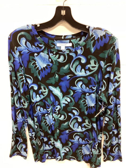 Top Ls By Chicos In Black & Blue, Size:L
