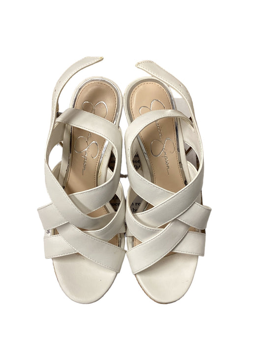 White Sandals Heels Platform Jessica Simpson, Size 6.5