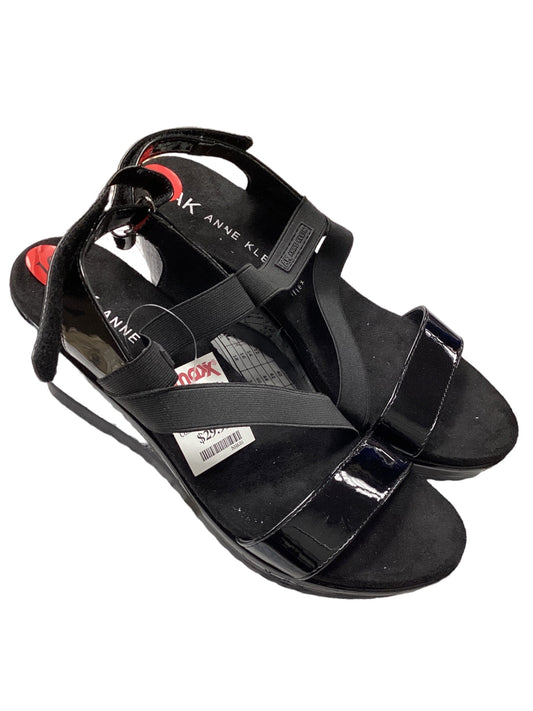 Black Sandals Heels Wedge Anne Klein, Size 10