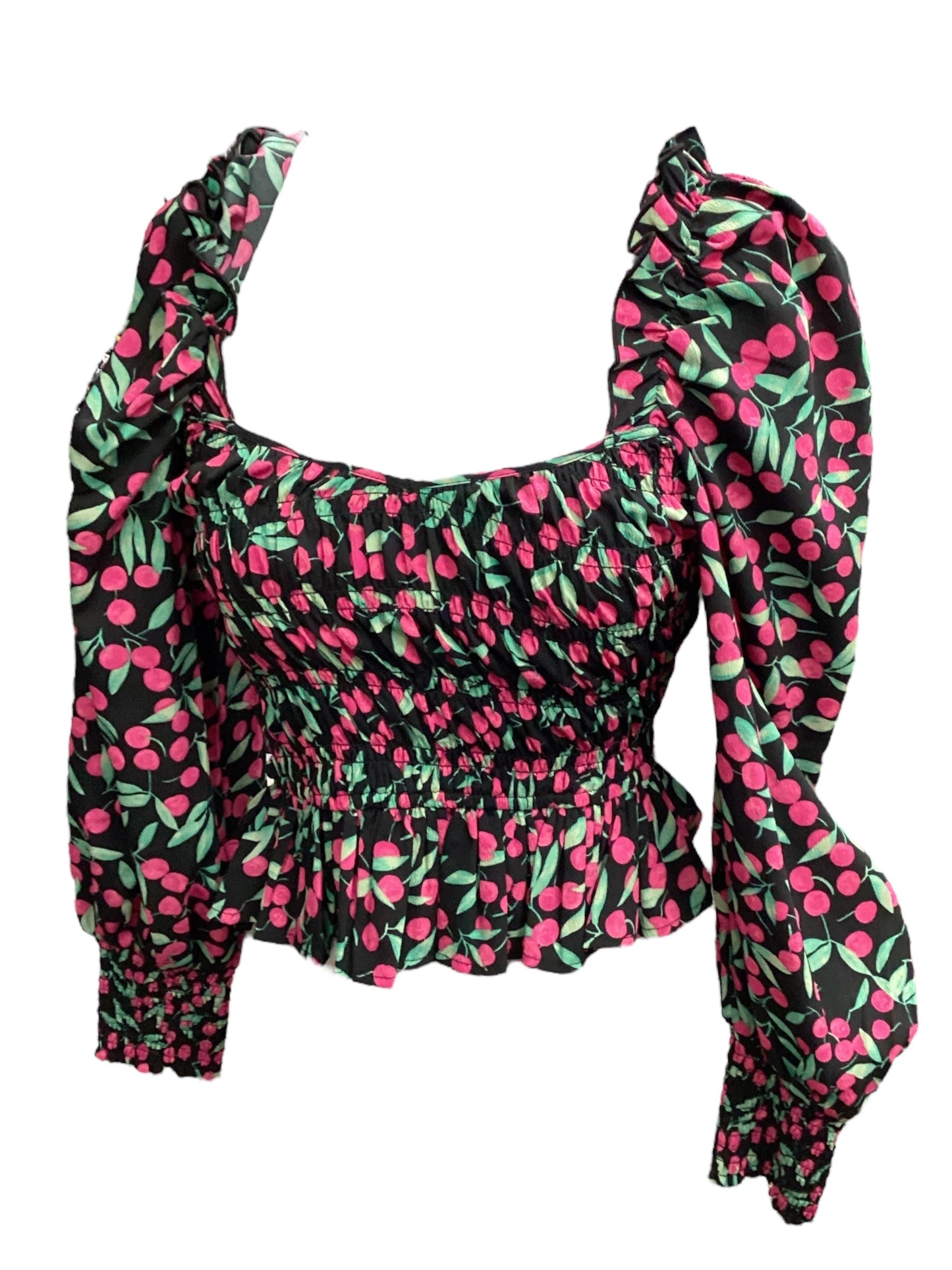 Black & Pink Top Long Sleeve Top Shop, Size 4