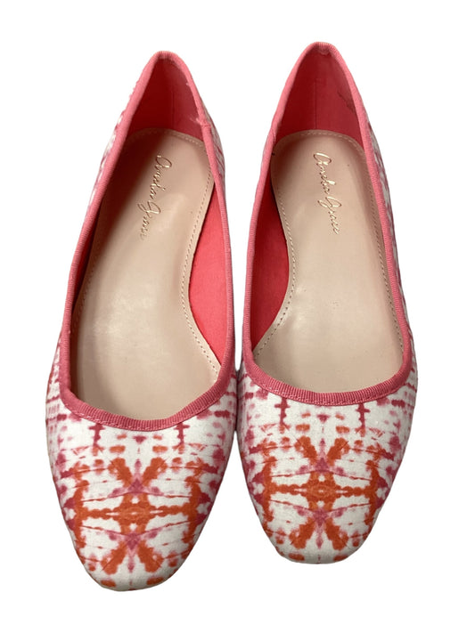 Shoes Flats By Clothes Mentor In Pink & White, Size: 8.5