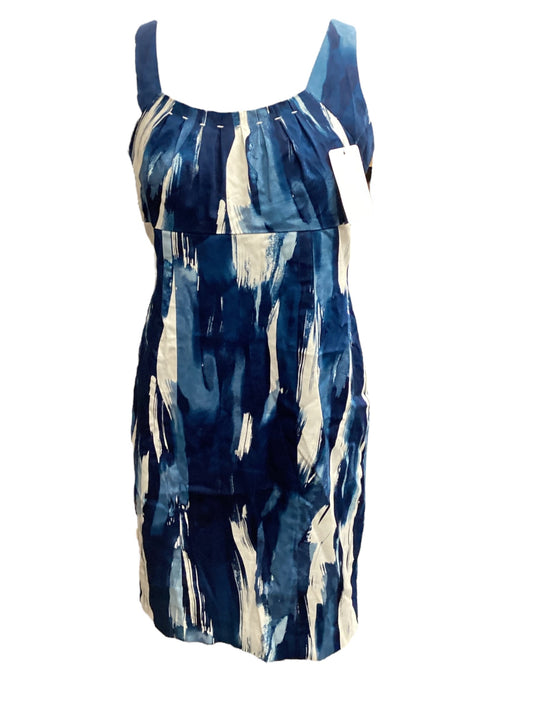 Dress Casual Midi By Calvin Klein In Blue & White, Size: 10