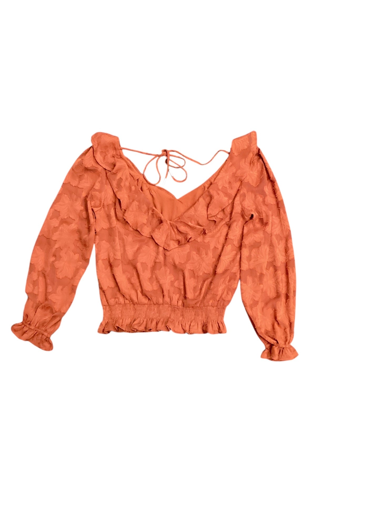 Top Long Sleeve By Anthropologie In Orange, Size: S