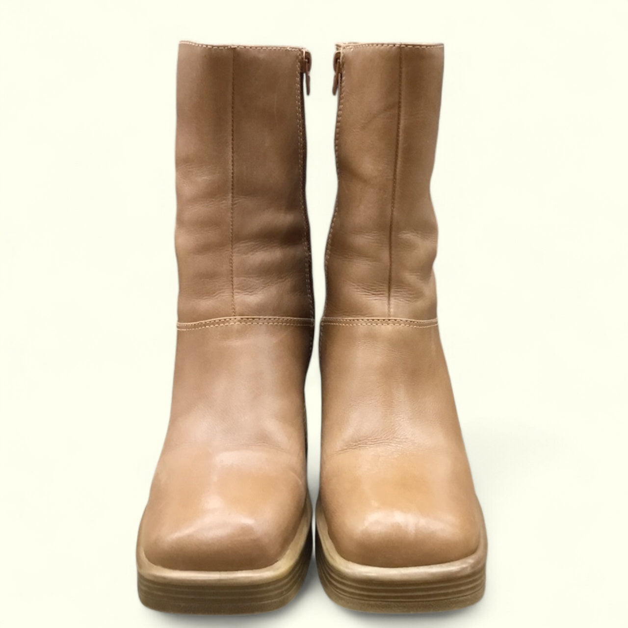 Boots Ankle Heels By Steve Madden In Tan, Size: 8.5