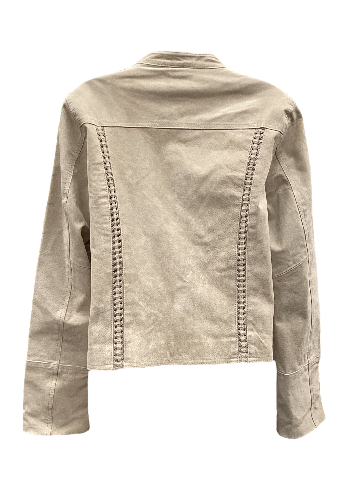 Jacket Leather By Clothes Mentor In Cream, Size: L