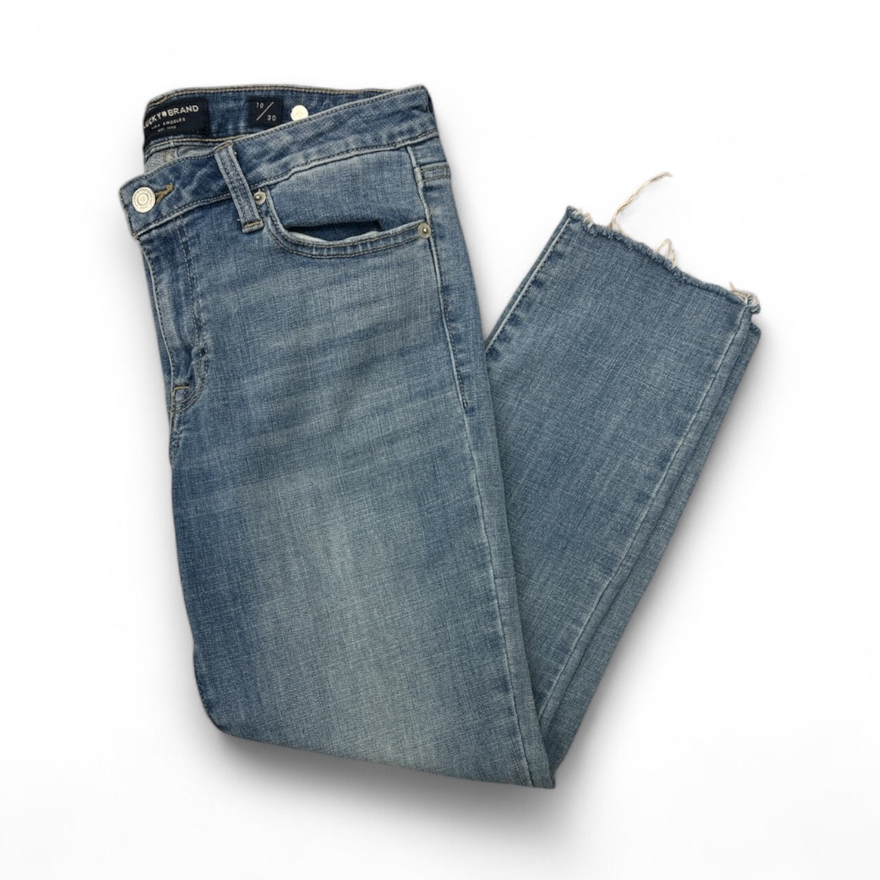 Jeans Straight By Lucky Brand In Blue Denim, Size: 10