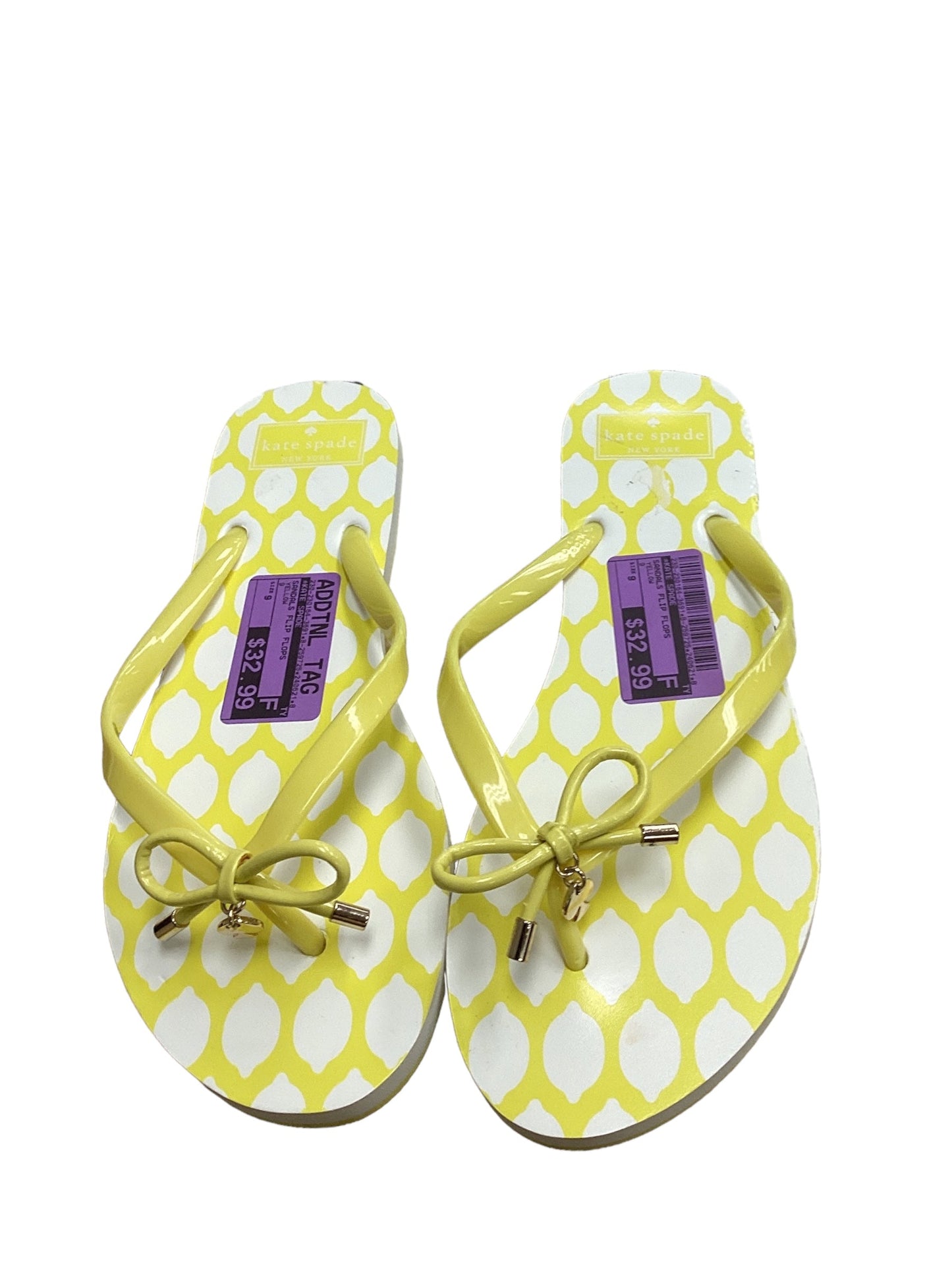 Yellow Sandals Flip Flops Kate Spade, Size 9