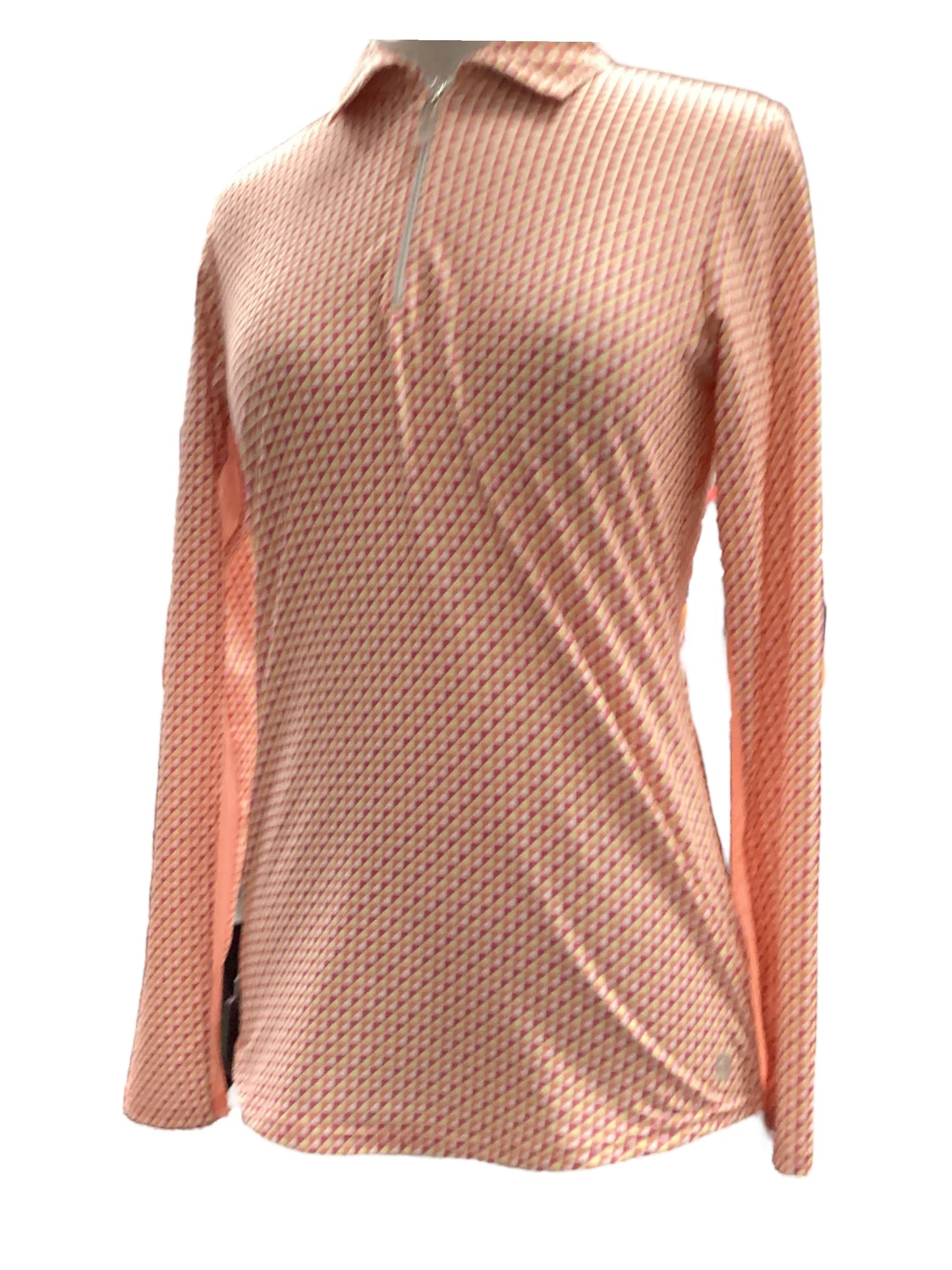 Multi-colored Athletic Top Long Sleeve Collar Bette And Court, Size Xs