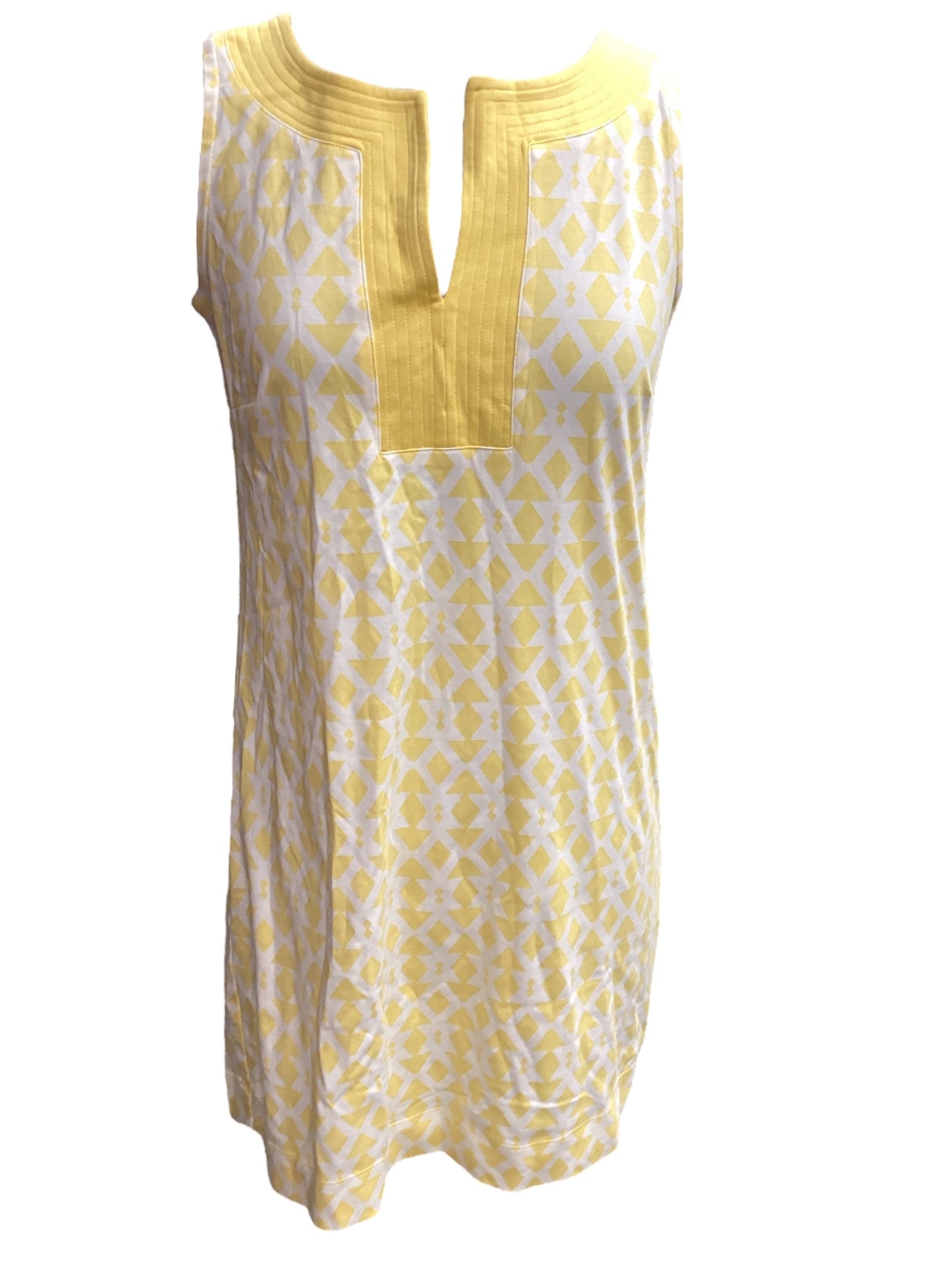 White & Yellow Dress Casual Midi New York And Co, Size S