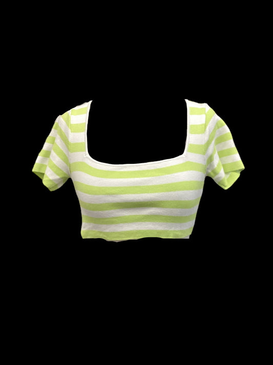 Top Short Sleeve By Zara In Striped Pattern, Size: S