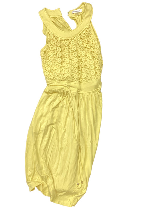 Yellow Dress Casual Midi Calvin Klein, Size 8