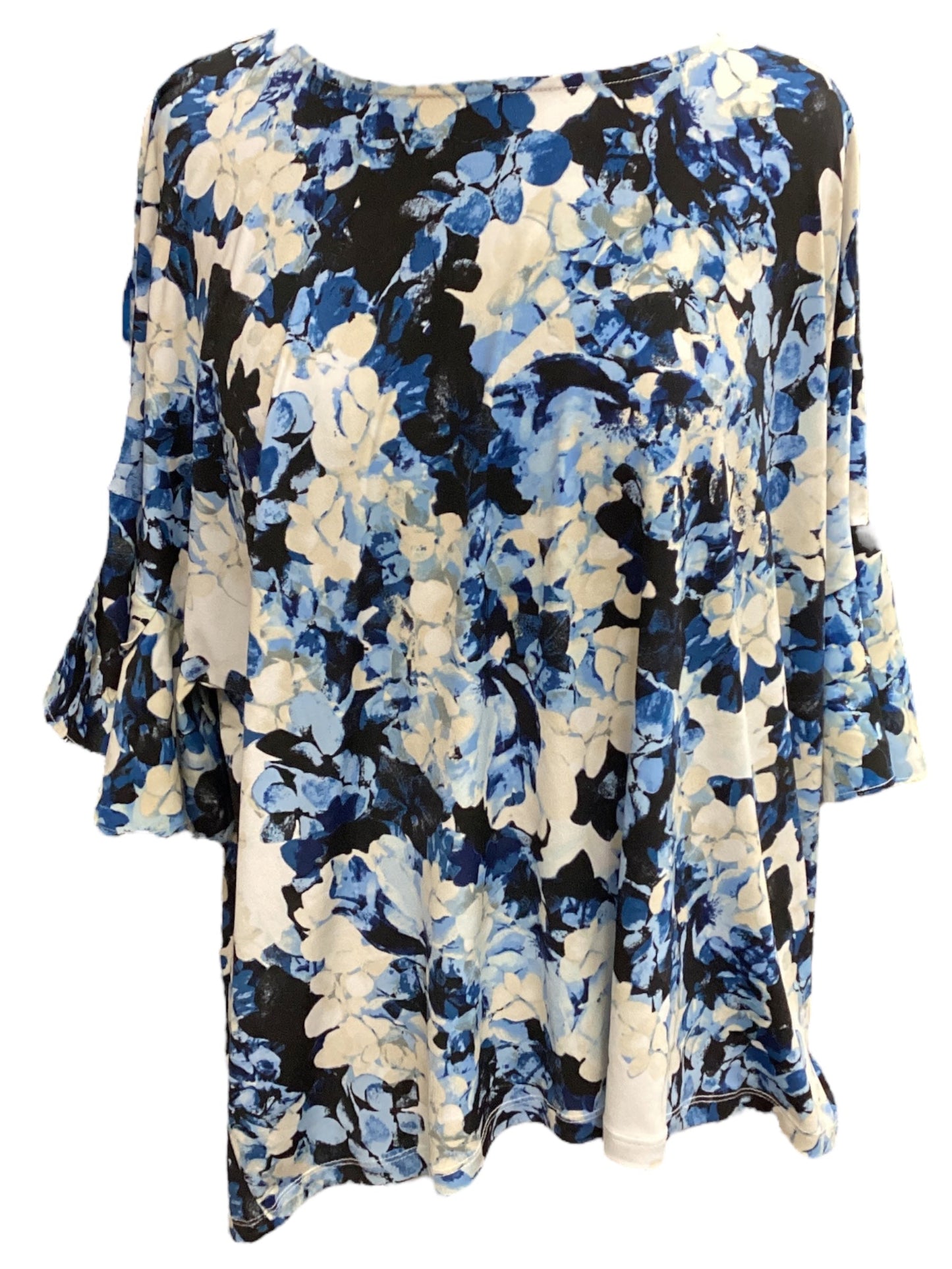 Floral Print Top Short Sleeve Alfani, Size L