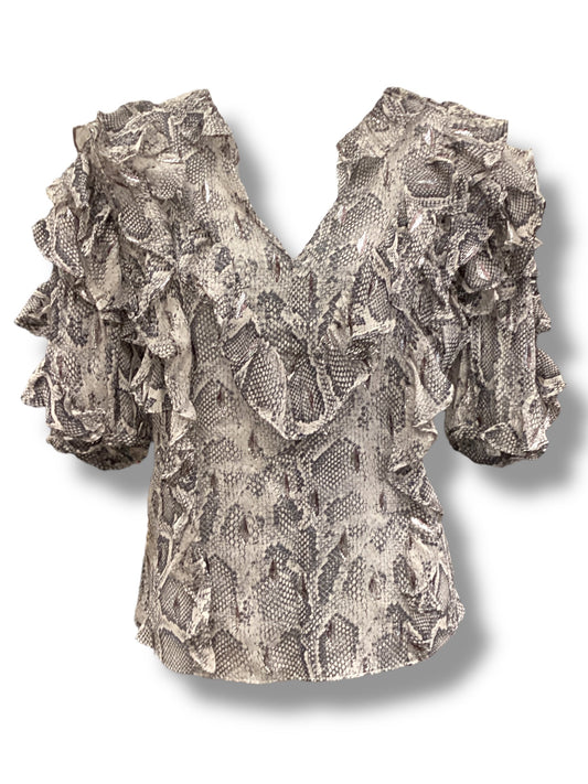 Top Short Sleeve By Rebecca Taylor In Animal Print, Size: 2