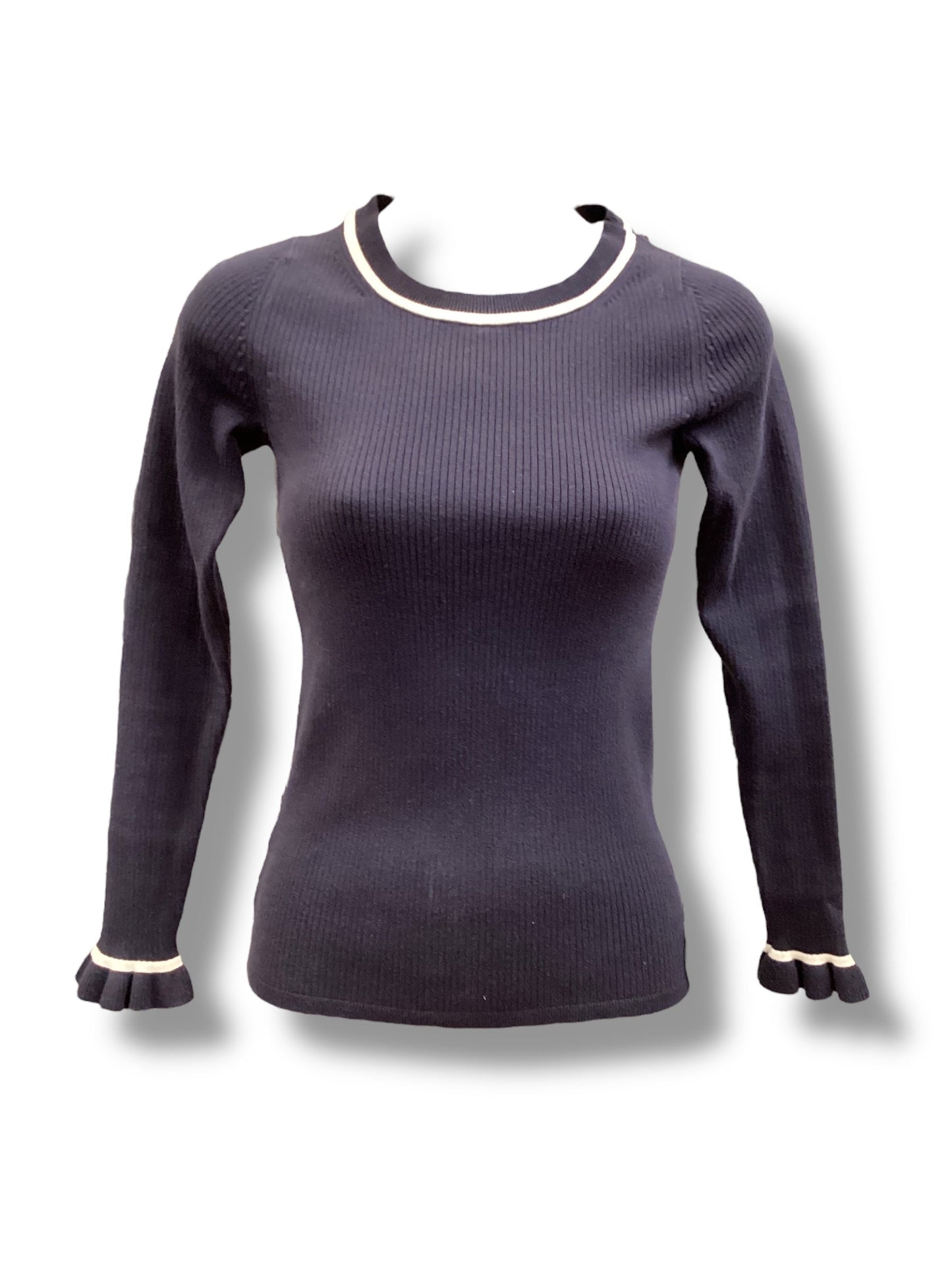 Top Long Sleeve By Ann Taylor In Navy, Size: Xsp