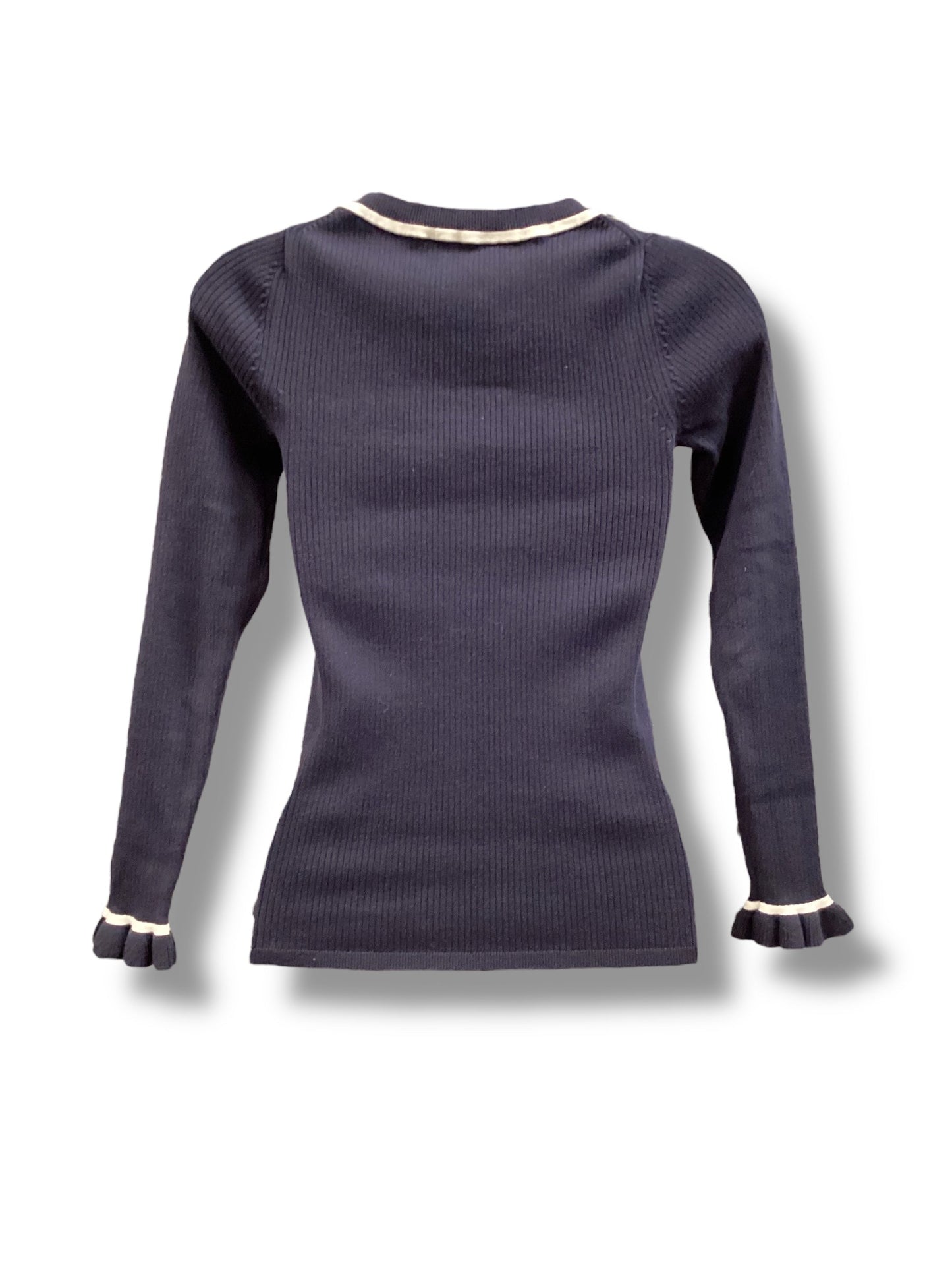 Top Long Sleeve By Ann Taylor In Navy, Size: Xsp