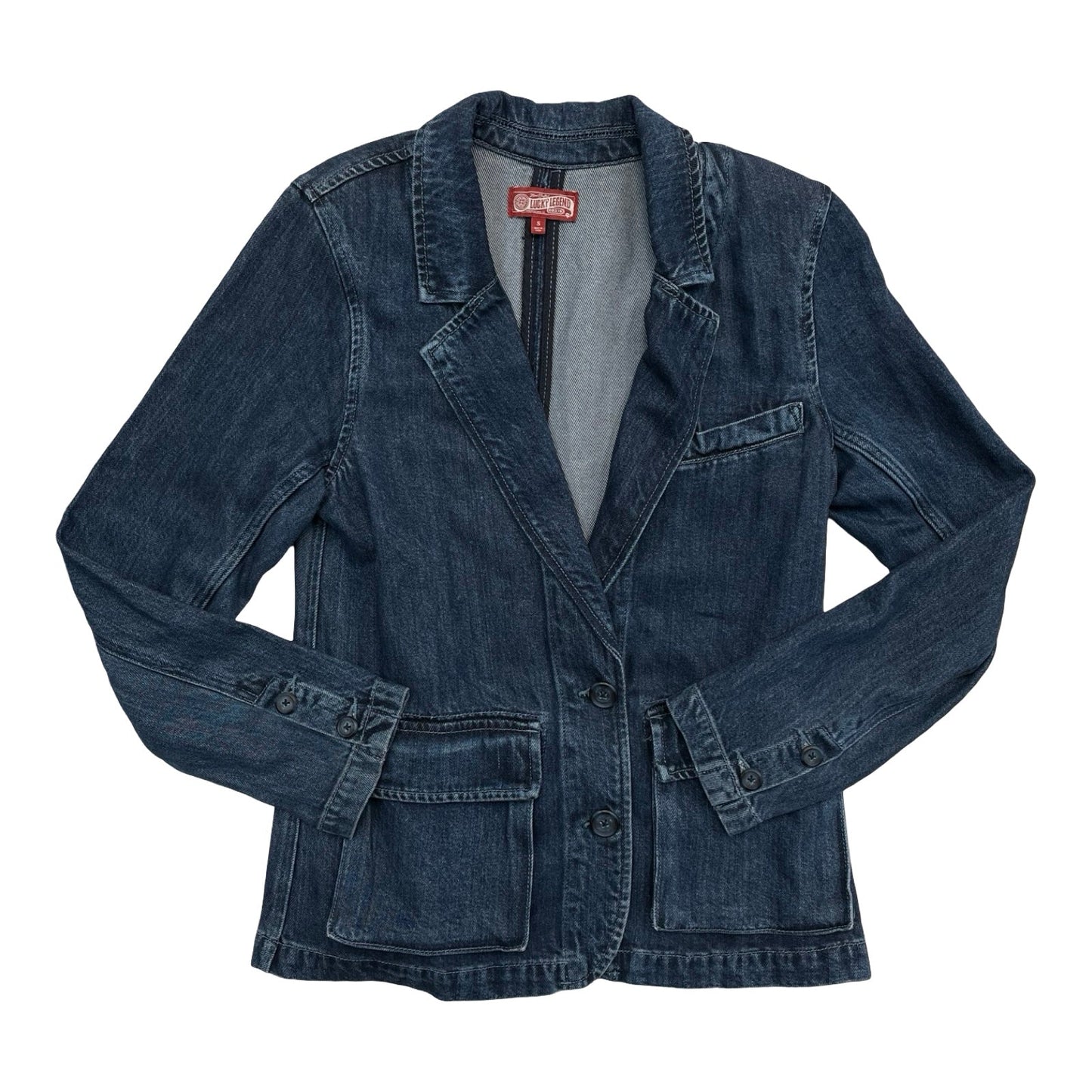Blazer By Lucky Brand In Blue Denim, Size:S