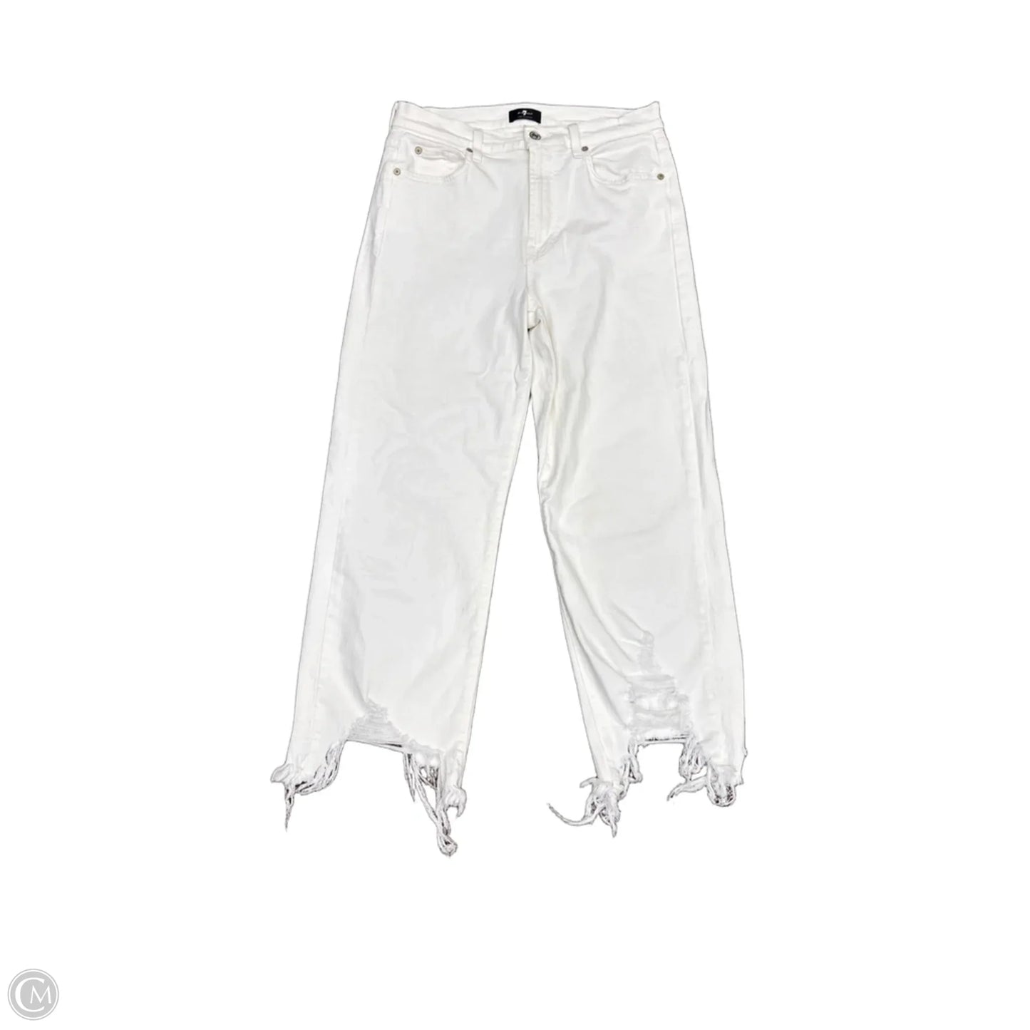 Jeans Cropped By 7 For All Mankind In White, Size: 12