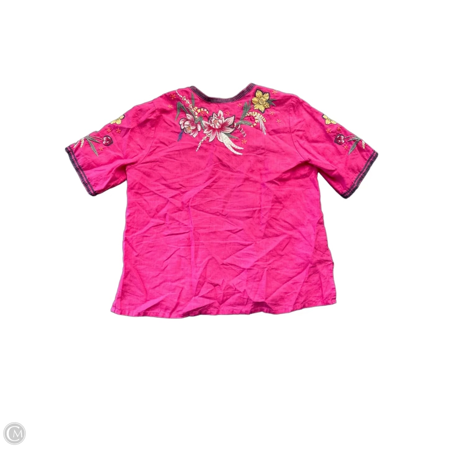 Top Short Sleeve By Johnny Was In Pink, Size: L