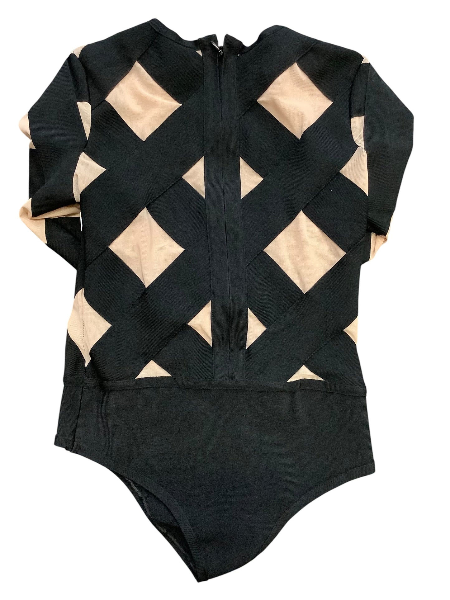 Bodysuit By Clothes Mentor In Black & Tan, Size: L