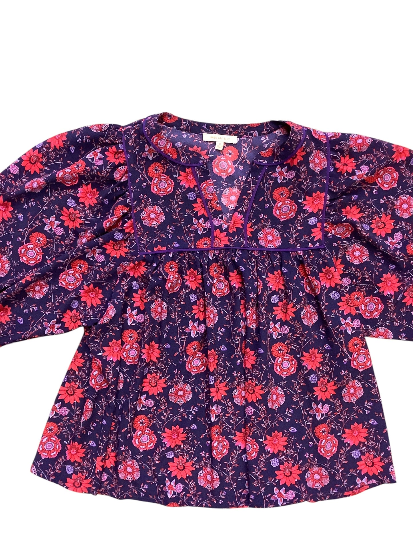 Blouse 3/4 Sleeve By Skies Are Blue In Floral Print, Size: Xs