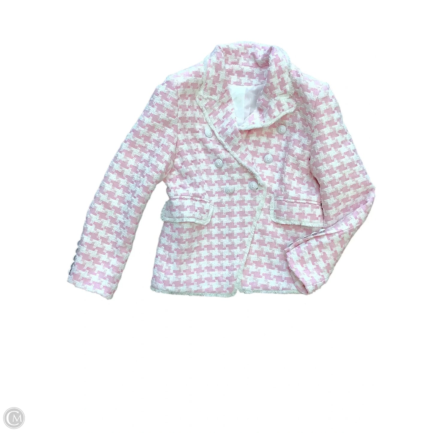 Blazer By Clothes Mentor In Pink & White, Size: M