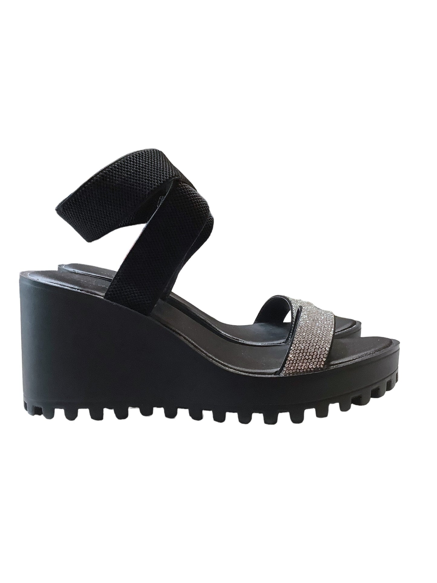 Black Sandals Heels Wedge Madden Girl, Size 9