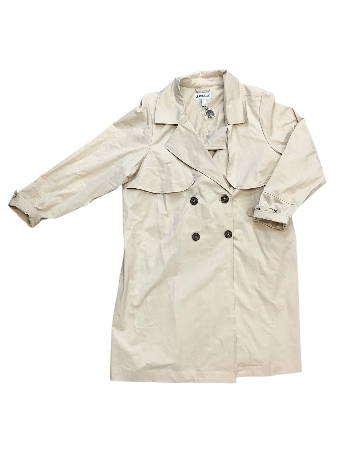 Coat Raincoat By Clothes Mentor In Tan, Size: Xl