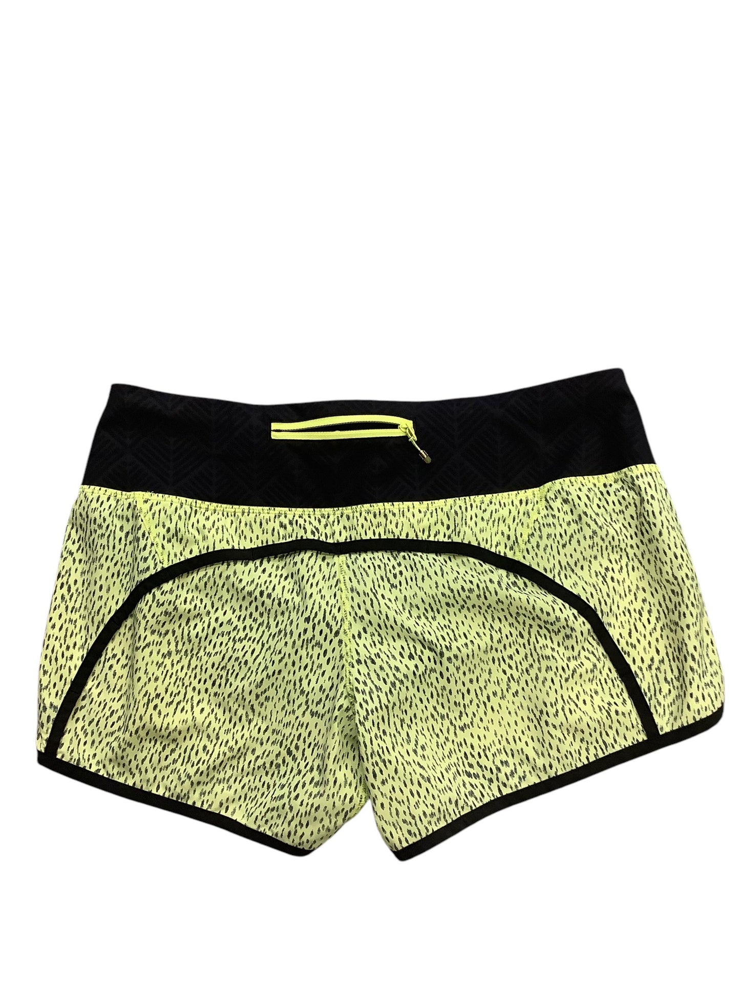 Athletic Shorts By Lululemon In Black & Yellow, Size: 8