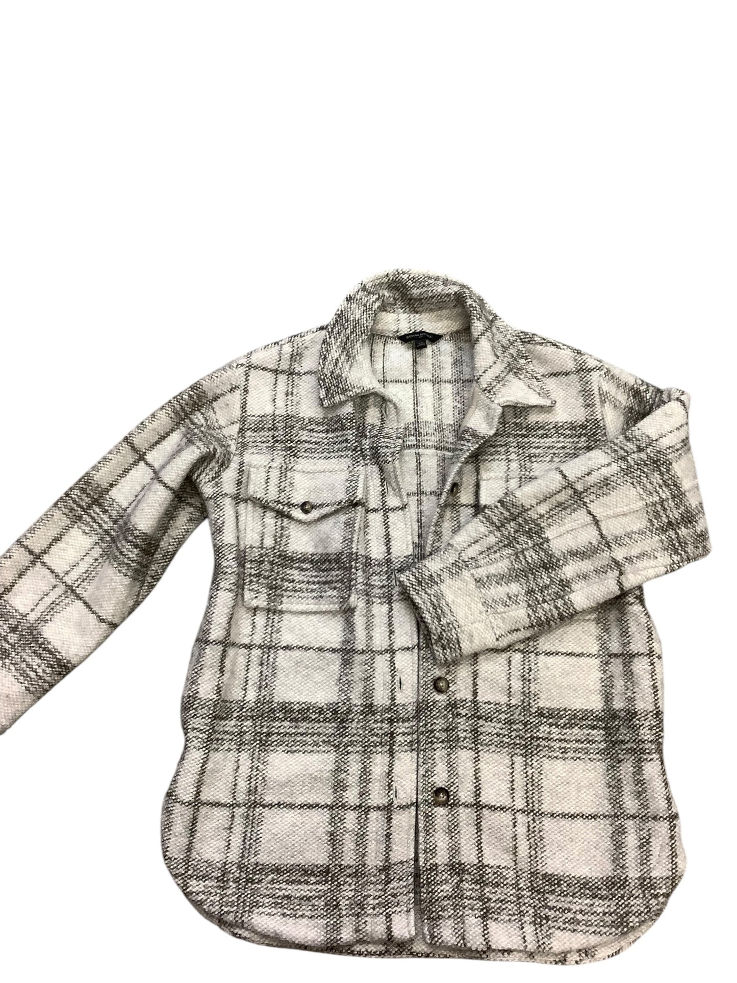 Jacket Shirt By Banana Republic In Grey & White, Size: Xs