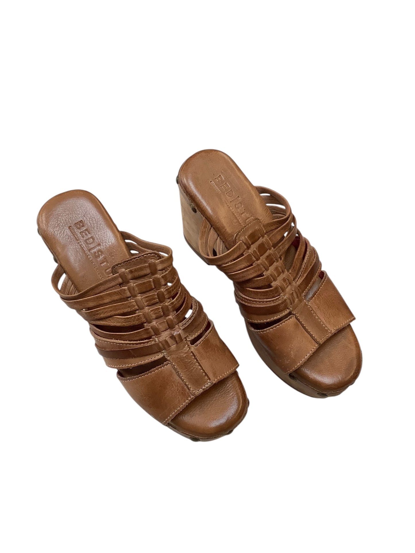 Sandals Heels Block By Bed Stu In Brown, Size: 6.5