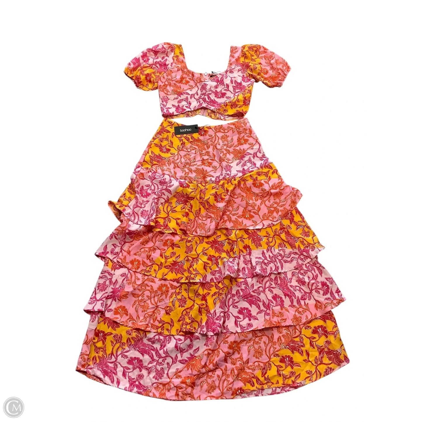 Skirt Set 2pc By Boohoo Boutique In Orange & Pink, Size: 8